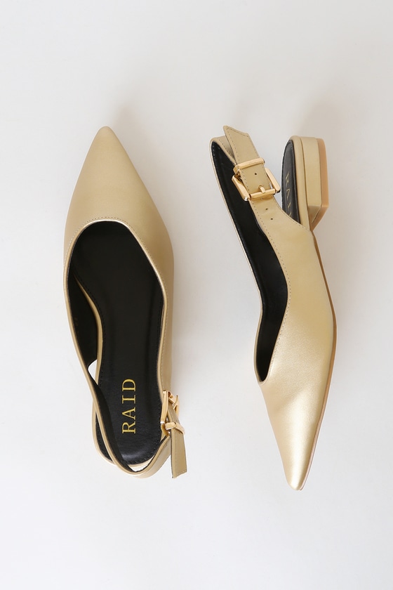 gold slingback flats