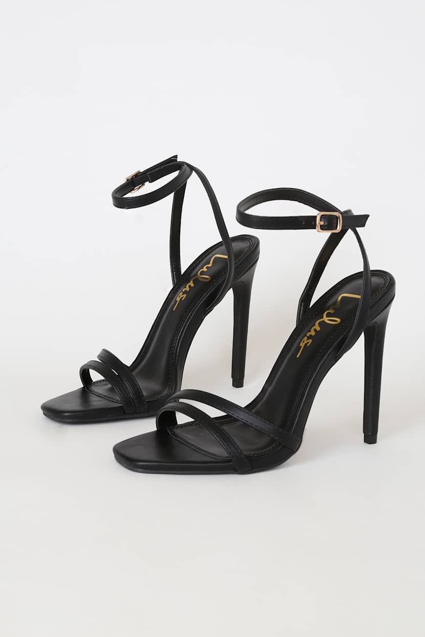 black strappy heels 3 inch