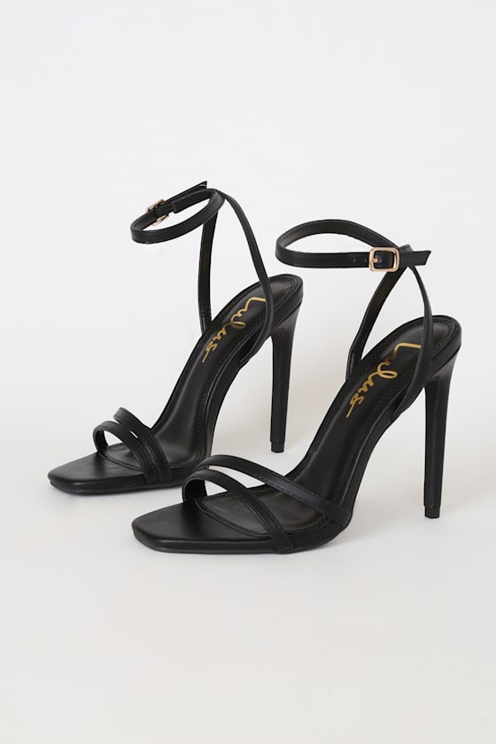 Lianya Black Ankle Strap Heels 1