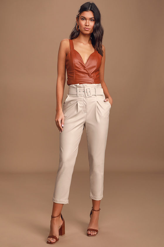 leather belted pants