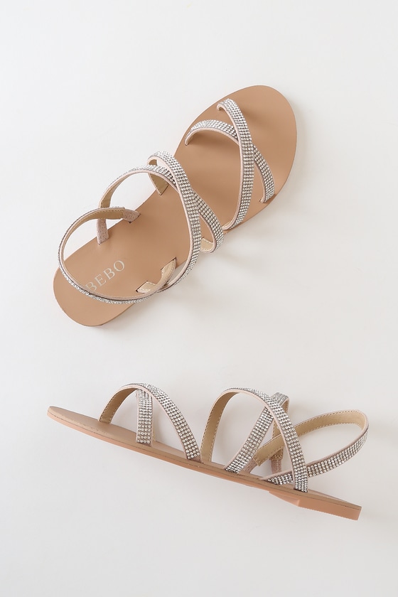 sparkly strappy flat sandals