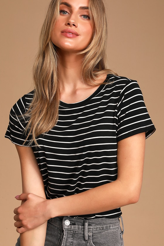 Cute Black Striped T-Shirt - T-Shirt Bodysuit - Tee Bodysuit - Lulus