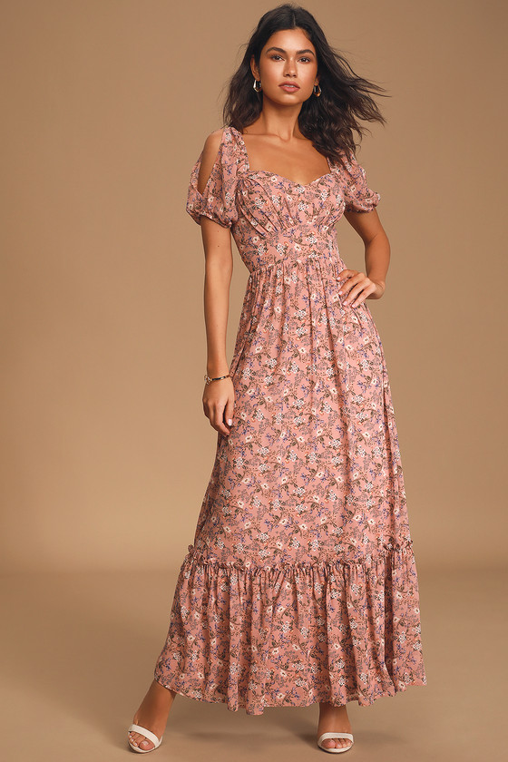 long puff sleeve maxi dress