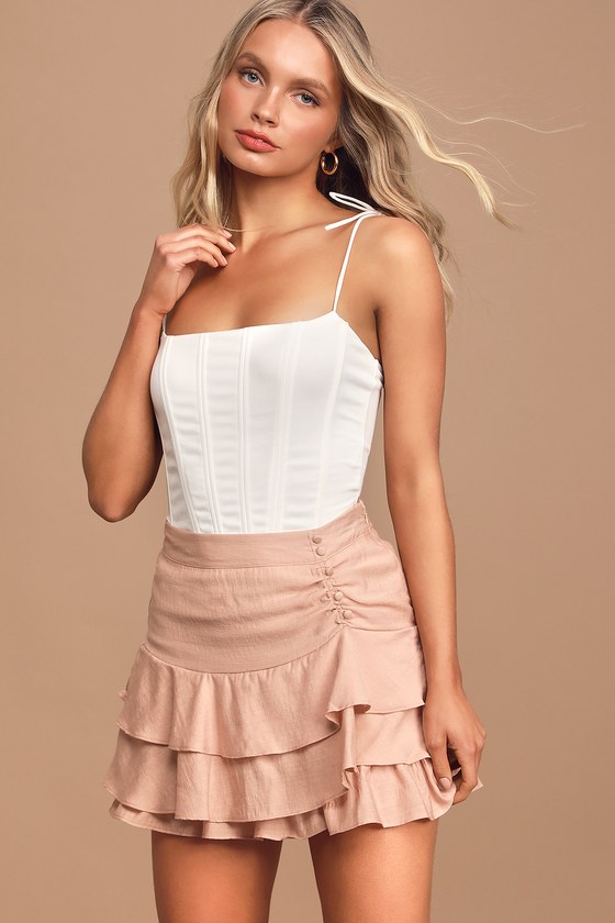 Cute Blush Skirt - Tiered Ruffled Skirt - Mini Skirt - Lulus