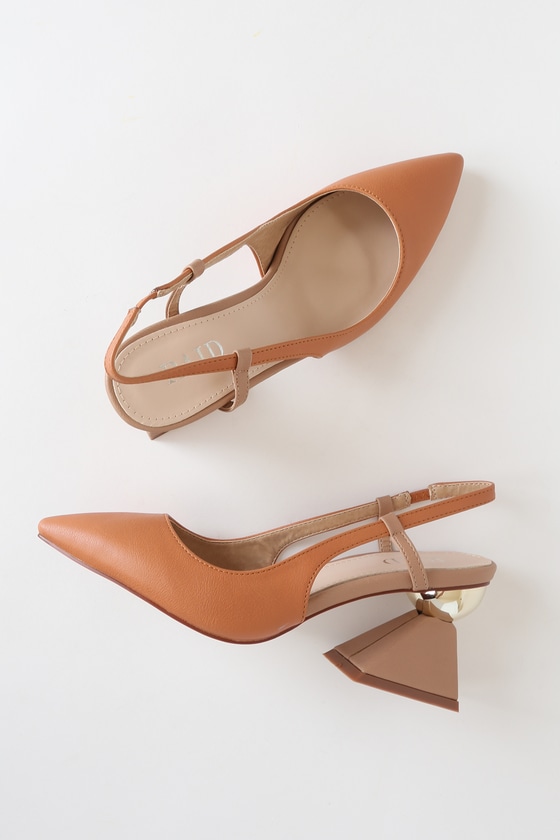 Jasmine Dark Coral Pointed-Toe Slingback Pumps