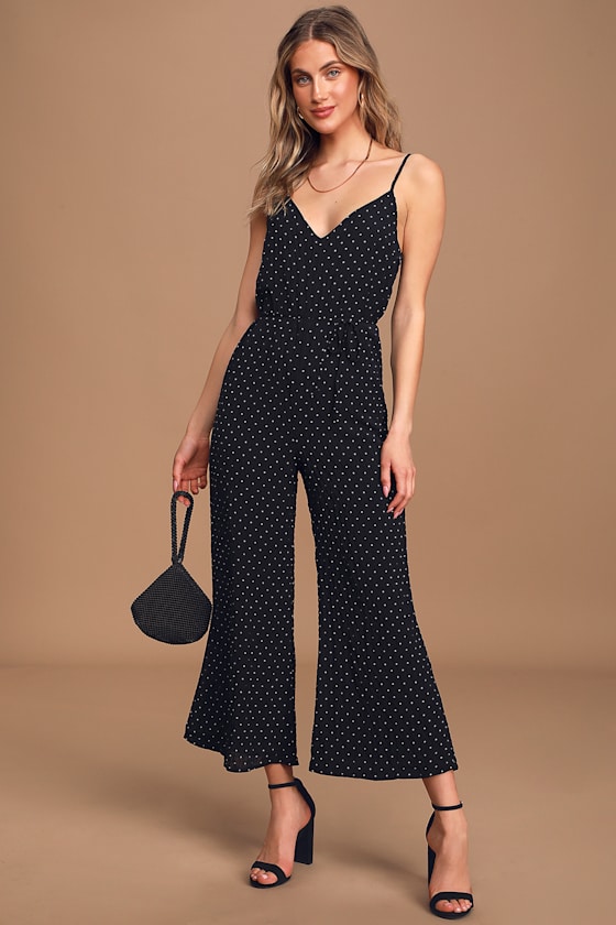 Charming Ways Black and White Polka Dot Culotte Jumpsuit 2