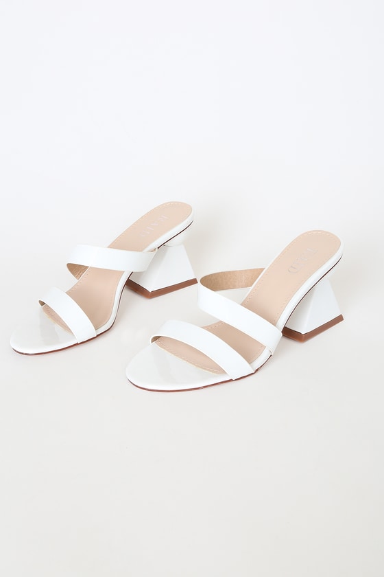 cheap white heeled sandals