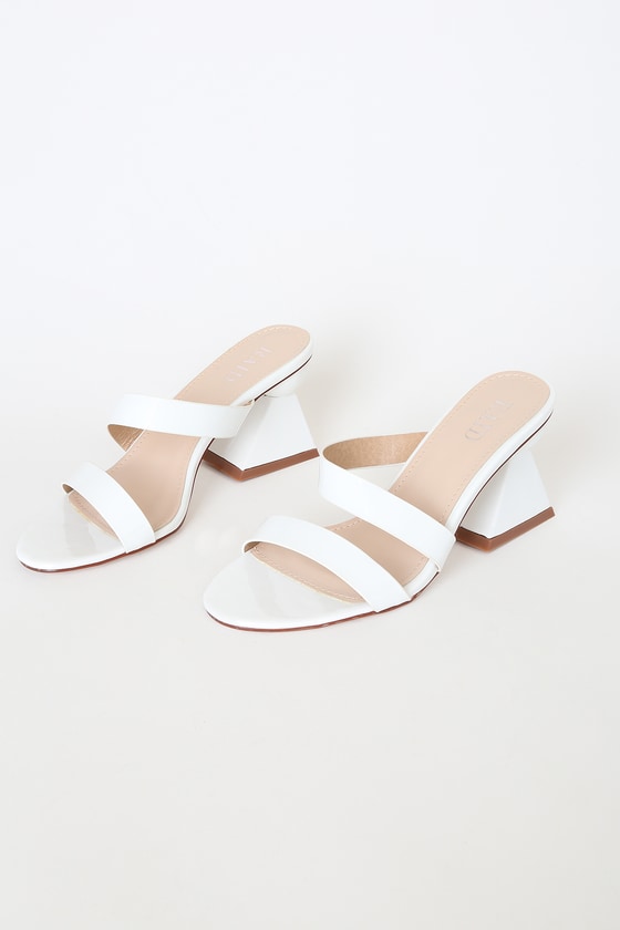 RAID Alinah - Pyramid Heel Sandals - White Heeled Sandals - Lulus