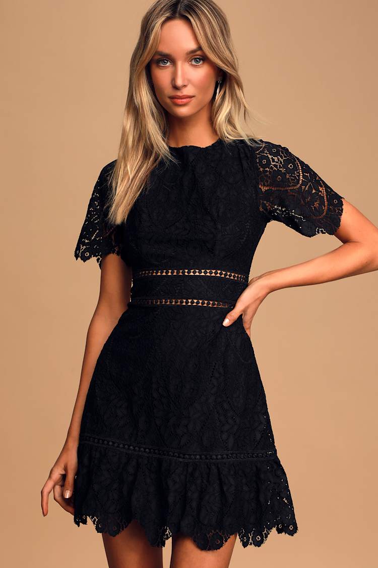 black lace dress low back New Arrival Deep V-neck Black Lace Backless Homecoming Dresses, HD0476