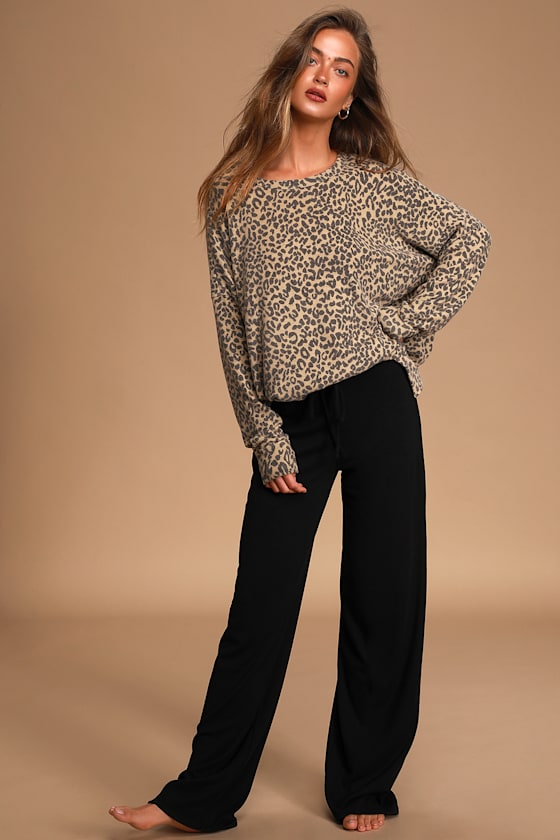 Feline You Taupe Leopard Print Pullover Sweatshirt 2