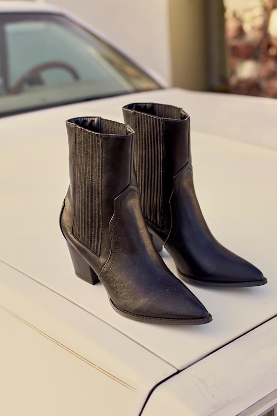 Vaylyn Black Pointed-Toe Mid-Calf Boots 5