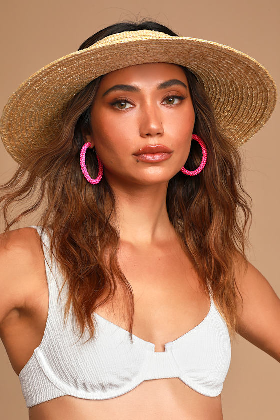 Brixton Joanna Visor - Trendy Tan Straw Visor - Woven Visor Hat