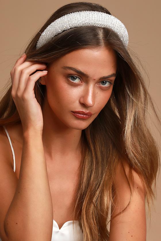 Chic White Headband Beaded Headband Structured Headband Lulus