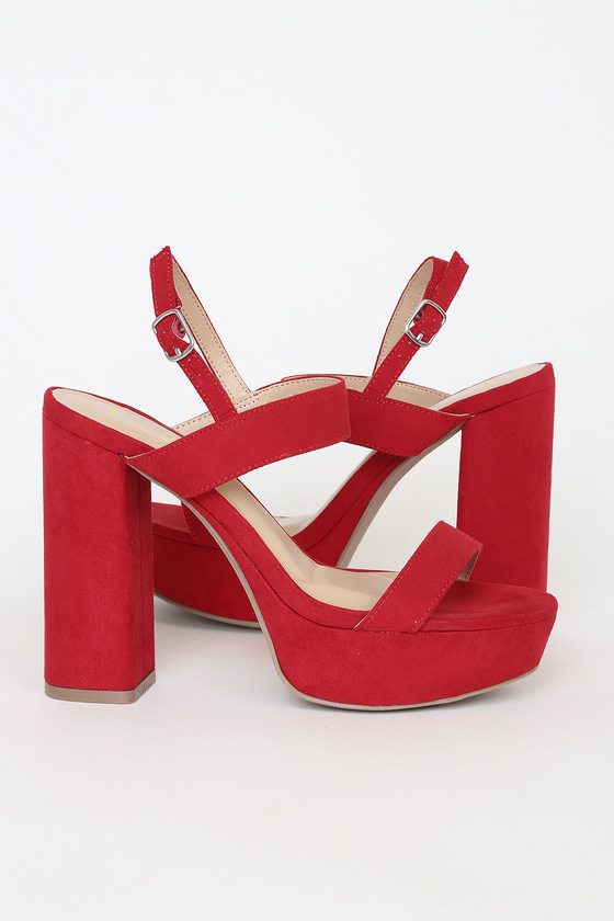 Red Heels Suede Platform Heels Red Platform Heels Sandals