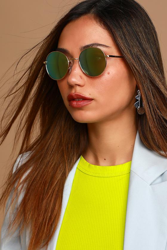 Trendy Rose Gold Sunglasses Mirrored Sunglasses Round Sunnies Lulus