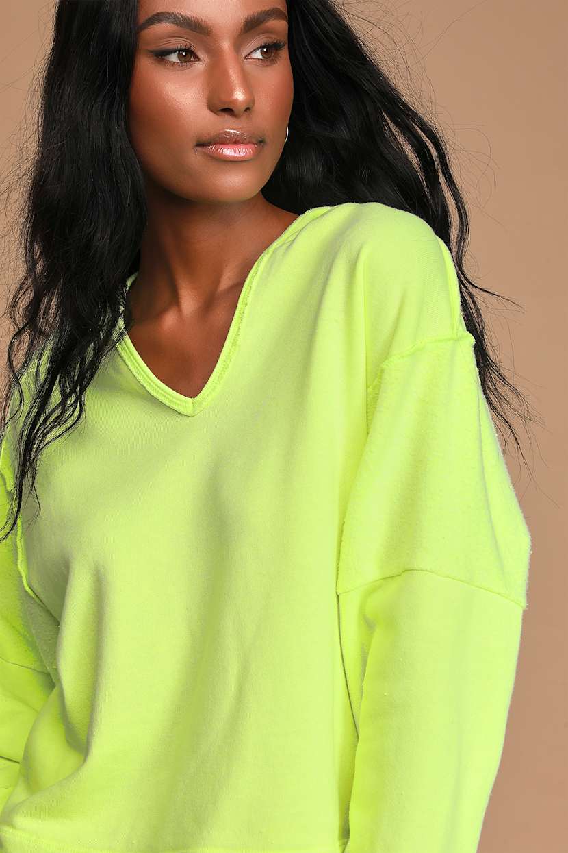 Cute Neon Green Hoodie - Fleece Hoodie - Oversized Sweatshirt - Lulus