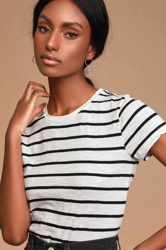 Z Supply The Desert Stripe Baby Tee - White Striped Top - Tee - Lulus