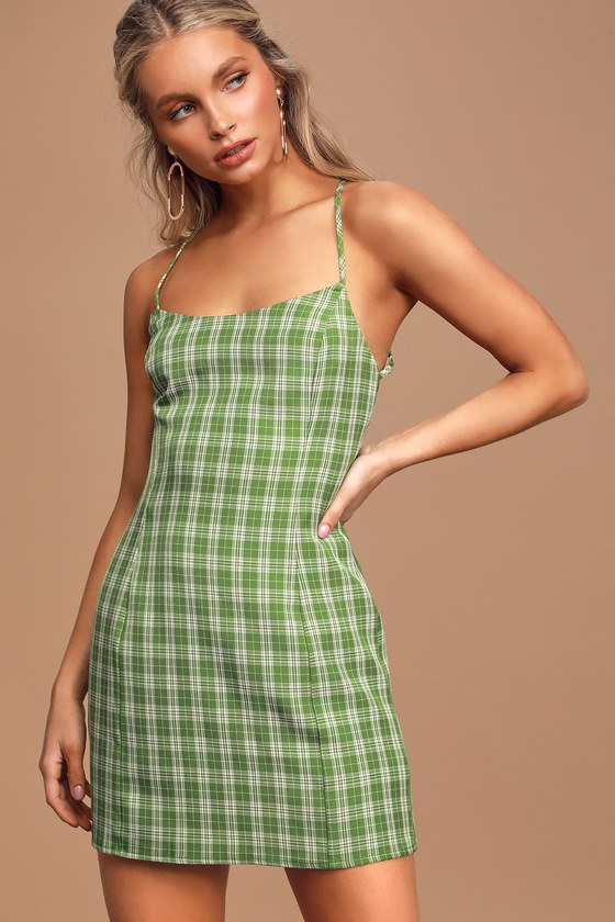 green plaid dress