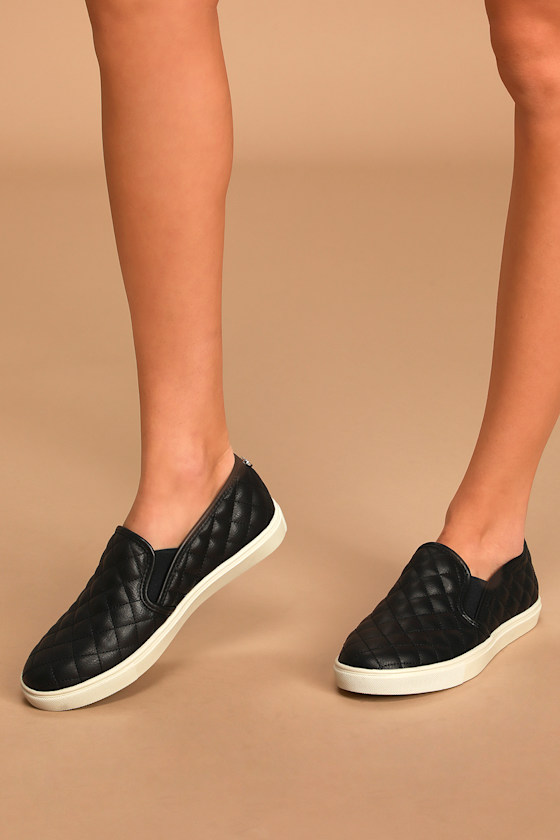 Steve Madden Ecentrcq Black Quilted Sneakers SlipOn Sneakers Lulus
