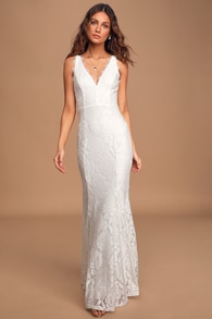 Lace Me Tell You Ivory Lace Mermaid Maxi Dress