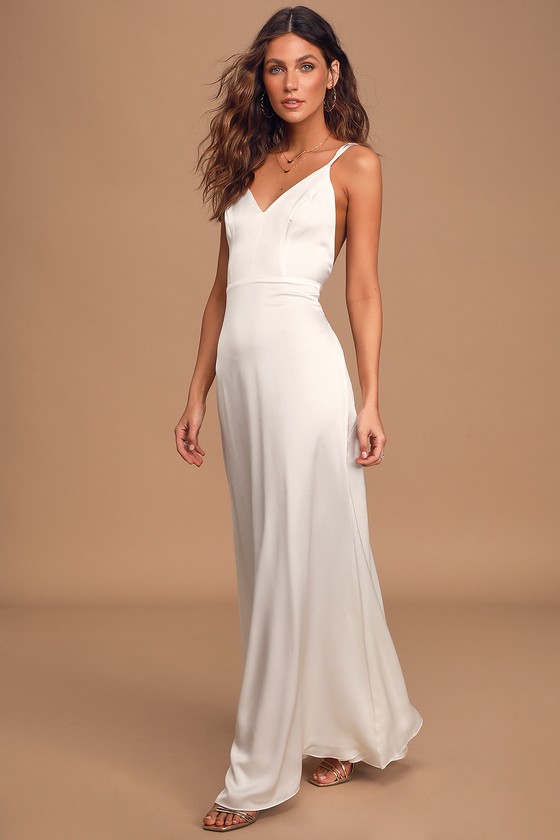 ivory satin gown