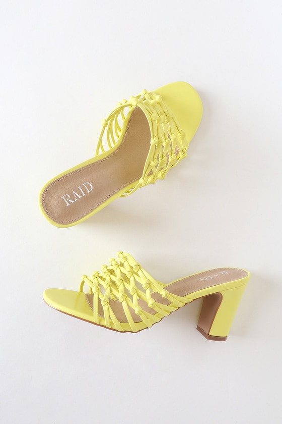RAID Rio - Yellow High Heel Sandals - Trendy Woven Sandals - Lulus