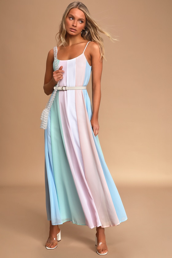 light blue and pink dress