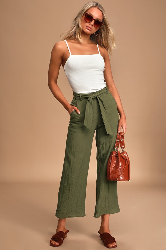 olive green straight leg pants