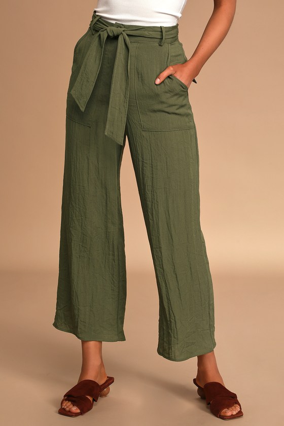 wide leg olive green pants