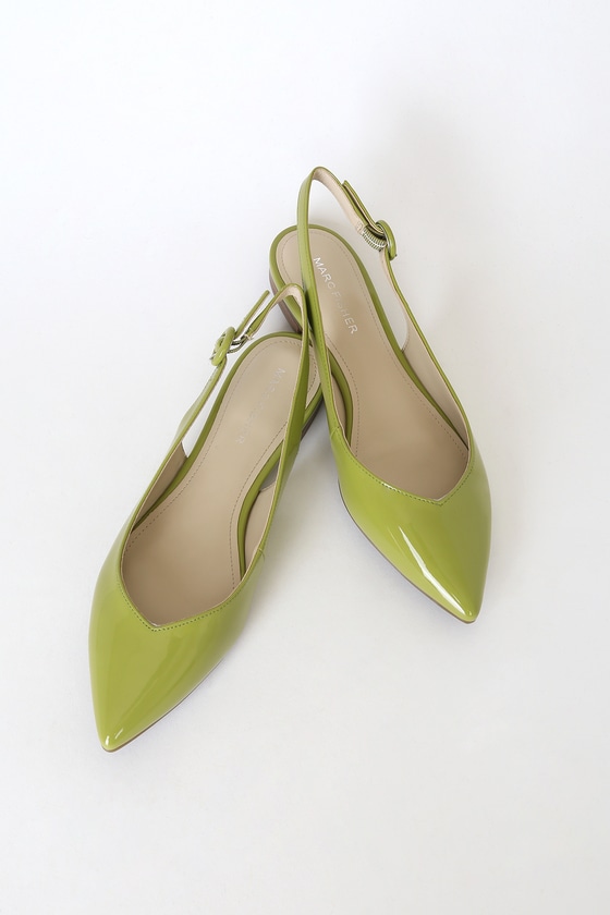 green pointed toe flats