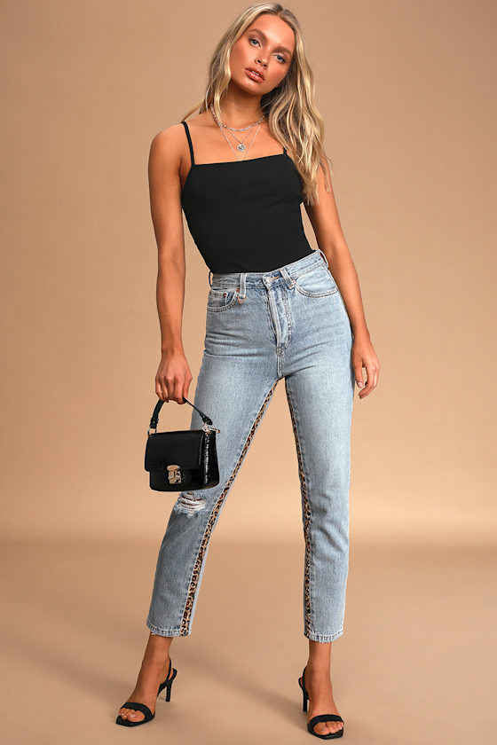 Siren Light Wash High-Rise Distressed Straight Leg Jeans 1