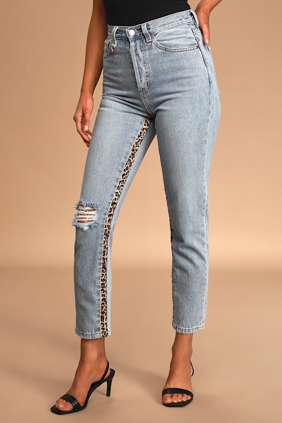 Siren Light Wash High-Rise Distressed Straight Leg Jeans 3