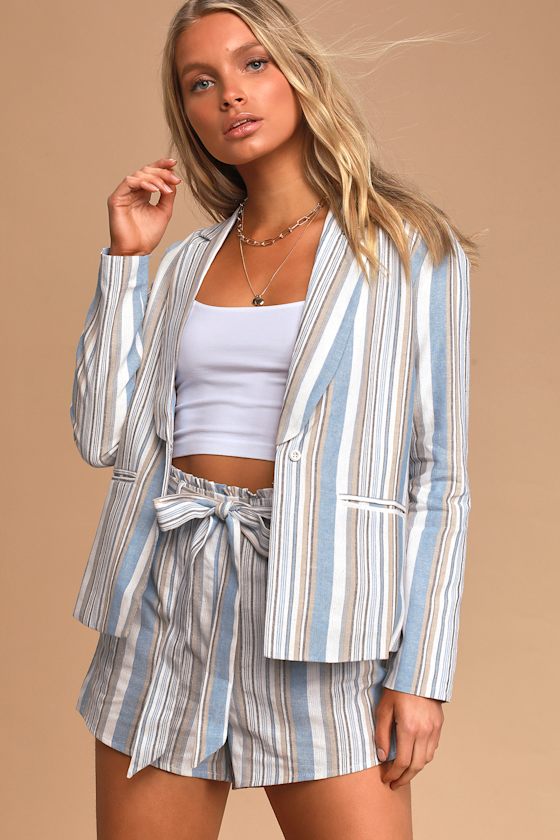 Le Cascate White Multi Striped Blazer 3
