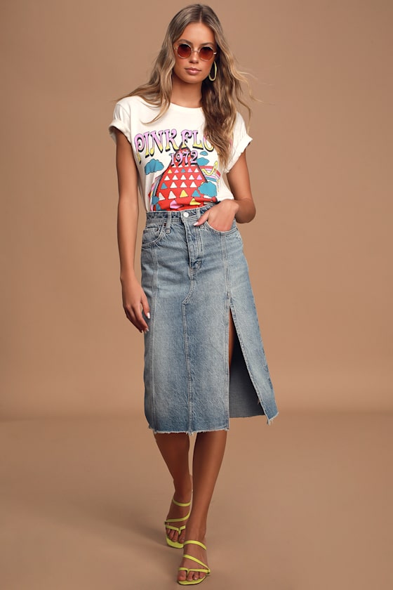 Mambo Light Wash Denim Midi Skirt 2