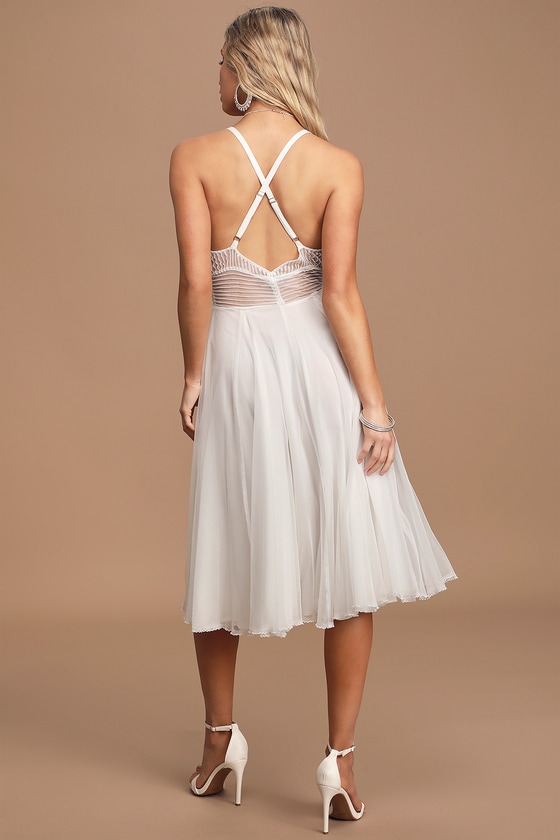 White Tulle Dress - Pleated Midi Dress - Midi Skater Dress - Lulus