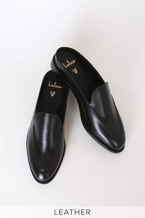 black loafer slides