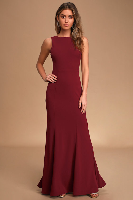 Forever Romance Burgundy Backless Ruffled Maxi Dress 2
