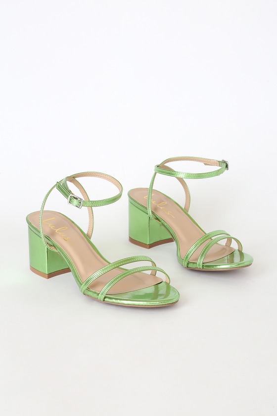 green sandals block heel