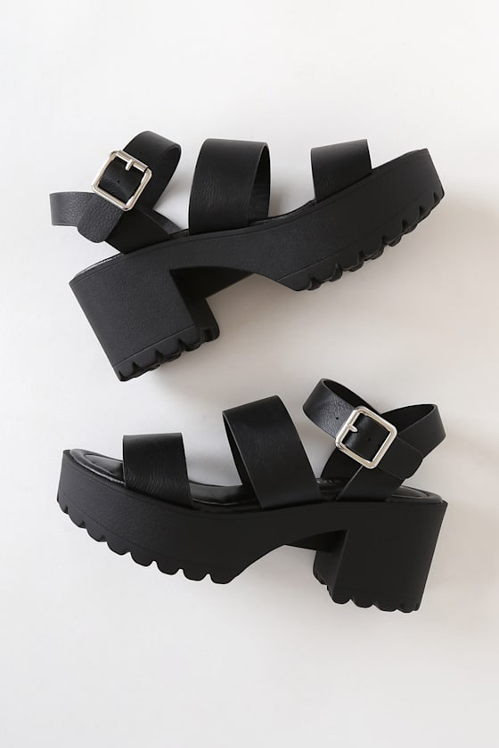 Carterr Black Platform Ankle Strap Sandals 2