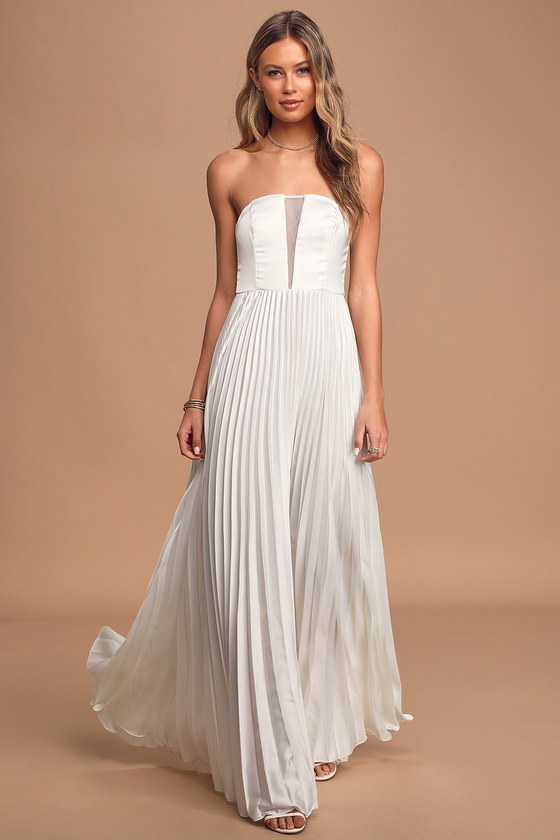 satin pleated maxi dress