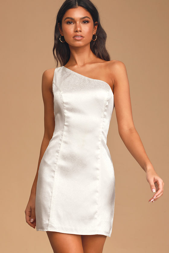 Satin One Shoulder Mini Dress
