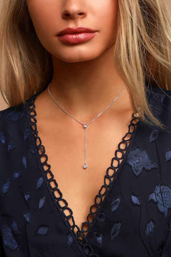 Love At Dawn Silver Rhinestone Drop Necklace 2