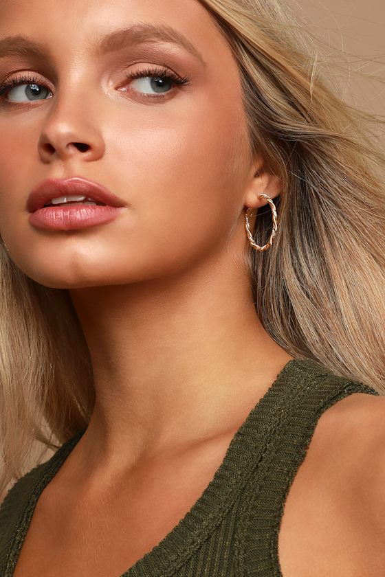 Cute Hoop Earrings Gold Earrings Engraved Hoop Earrings Lulus