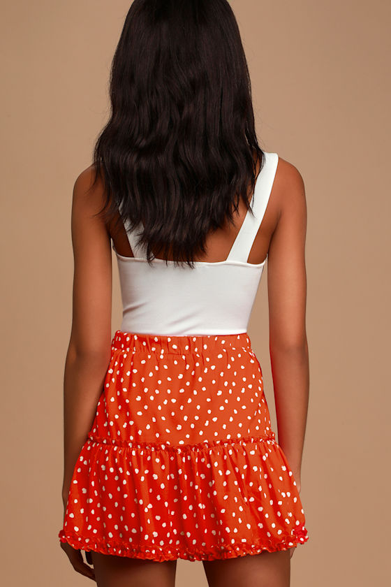 Sweet Girl Red Polka Dot Ruffled Mini Skirt 4