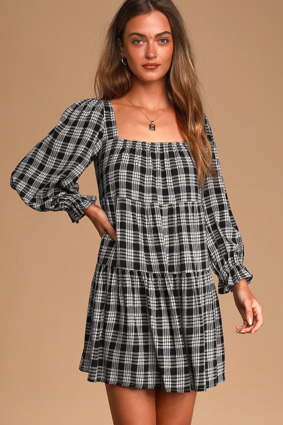 checkered babydoll dress