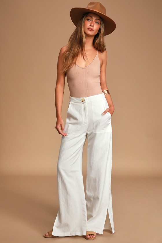 white high waisted pants