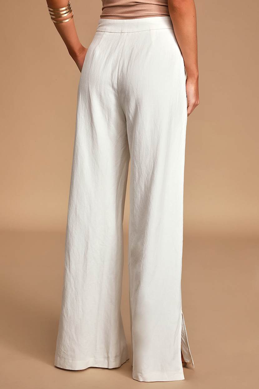 Jet Stream White High Waisted Wide Leg Pants