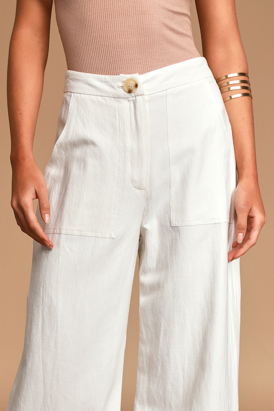 Jet Stream White High-Waisted Wide-Leg Pants - thumbnail 3