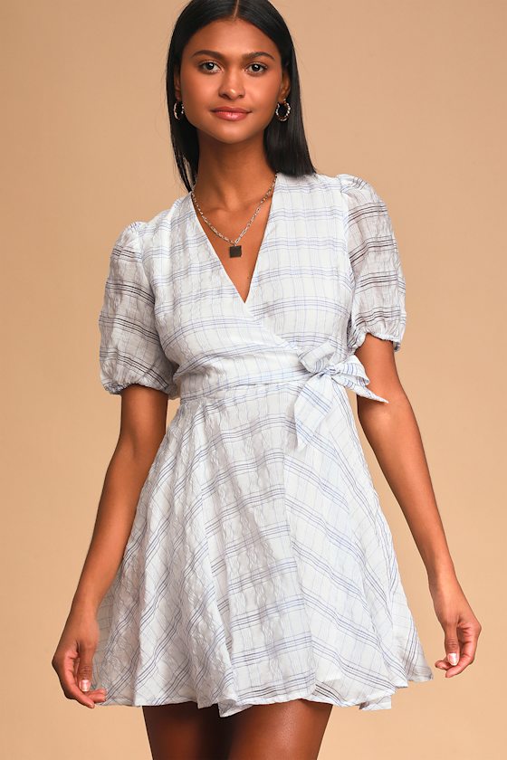 Cute White Plaid Dress Skater Dress Mini Dress Lulus