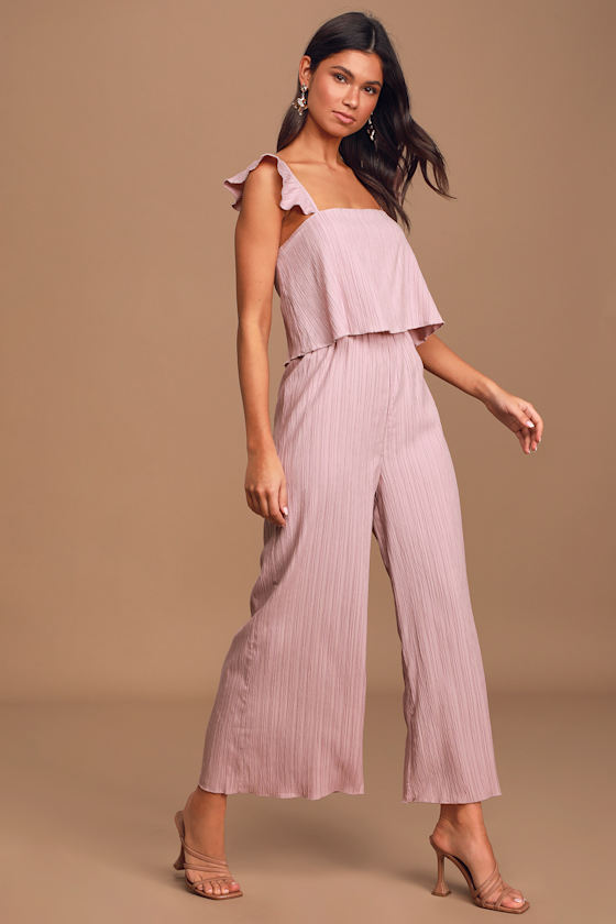 Cute Mauve Jumpsuit Trendy Culotte Jumpsuit Ruffled Jumpsuit Lulus